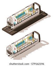 Vector Isometric Low Poly Subway Train Cross-section