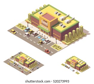 Vector isometric low poly supermarket