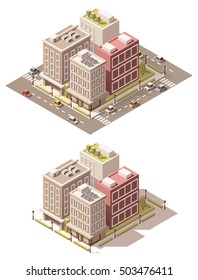 Vector isometric low poly town street
