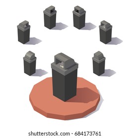 Vector isometric low poly Wastepaper Basket.
