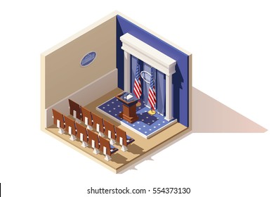 Vector isometric low poly White House briefing room icon