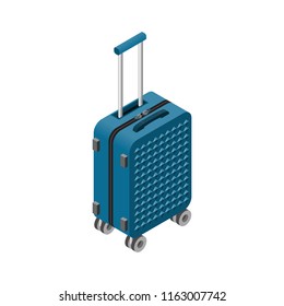 Vector isometric luggage bag. 3D suitcase. Traveller luggage , tourist summer bag illustration. Travel infographic.