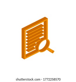 Vector isometric magnifier icon on a white background