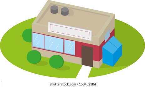 Vector isometric mini market / shop