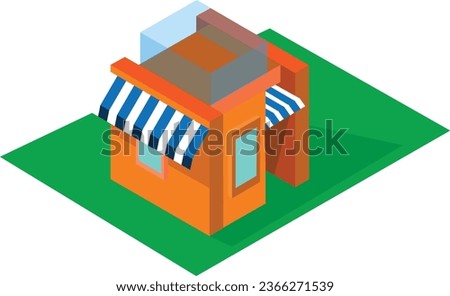 Vector isometric mini shopping store 