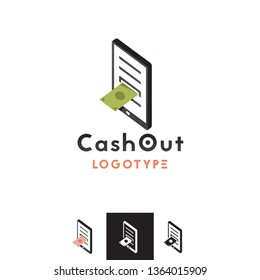 Vector Isometric Mobile, Check Out, Cash Out Logo. Professional Company Business, Branding Icon.