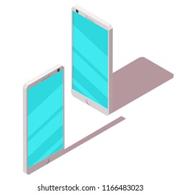 Vector isometric mobile phone icon. Business and social media design.