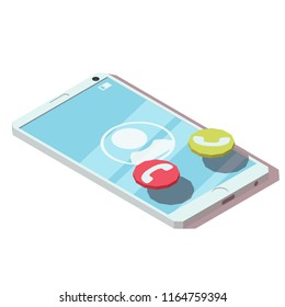 Vector isometric mobile phone incoming call icon.