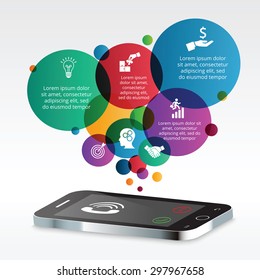 Vector isometric mobile phone with incoming call for infographic. Template for diagram, graph, presentation and chart.