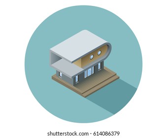 Vector isometric modern architecture building, infographic elements representing low poly town apartment building