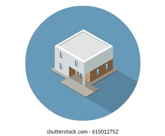 Vector isometric modern architecture building, element representing low poly town apartment or office building
