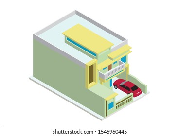 vector isometric modern house with car