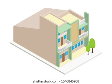 vector isometric modern house. isolation on white