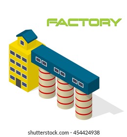 Vector isometric modern industrial and manufacturing factory building icon