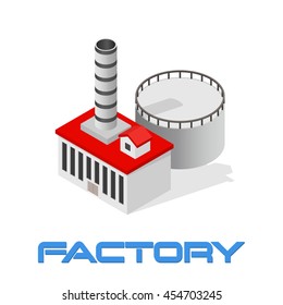 Vector isometric modern industrial and manufacturing factory building icon