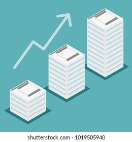 Vector Isometric of Modern Office Tall Building for Icon, Infographic design. Represents Growth, Successful concept