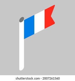 Vector isometric national flag of the state of the French Republic on a gray background