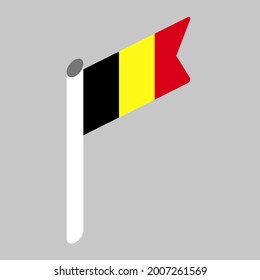 Bandera nacional vectorial isométrica del estado del Reino de Bélgica sobre fondo gris