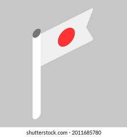 Vector isometric national flag of the state of the Japan on a gray background