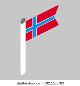  Vector isometric national flag of the state of the Kingdom of Norway on a gray background
