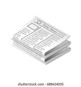 Vector isometric newspaper. Isolated on white background.