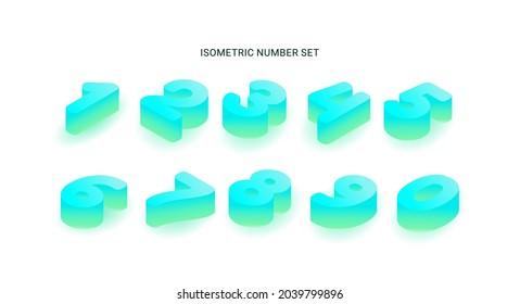 Vector isometric number set. Isolated typography number on white background. 3d template elements for cards, presentation and banner.