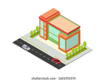 vector isometric office, hotel,and apartment building, isolation on white