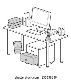 Vector Isometric Office Table