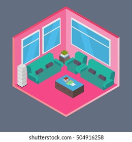 Vector Isometric Office: Waiting room
