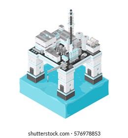 Vector Isometric Oil Rig.