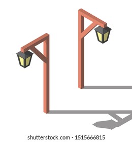 Vector isometric old style street light. Vintage lantern.