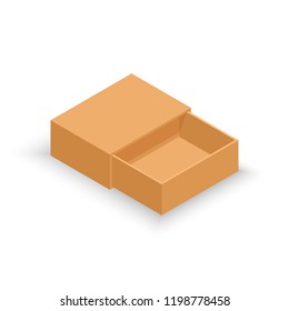 Vector isometric opened cardboard box. Delivery and packaging. Transportation, shipping.