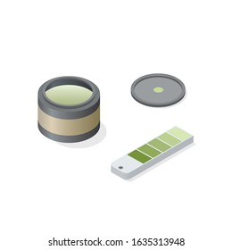 Vector isometric paint can and color palette