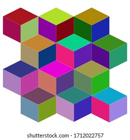 vector isometric pattern with multicolored cubes on a white background 