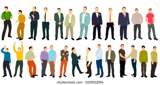 vector, isometric people set men