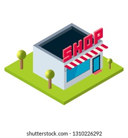 vector isometric perspective isolated
shop building store model
