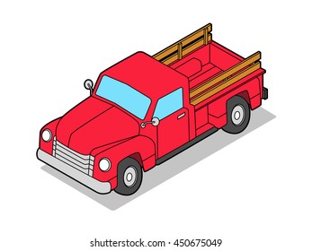 Vector Isometric Pickup Truck