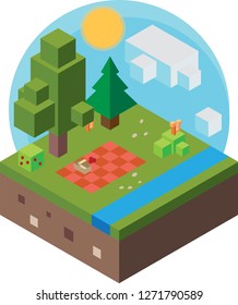 Vector Isometric Picnic 
