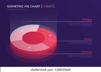 Vector isometric pie chart design, modern template for creating infographics, presentations, reports, visualizations. Global swatches.