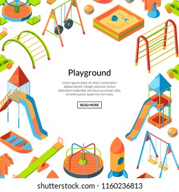 Vector isometric playground objects background with place for text illustration
