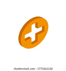 Vector isometric  plus icon on a white background