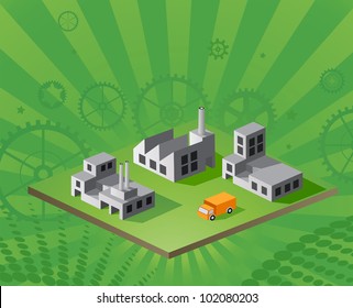 Vector isometric portion of the landscape with factories