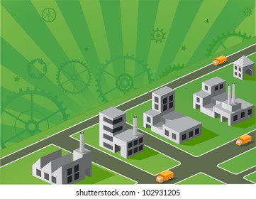 Vector isometric portion of the landscape with factories