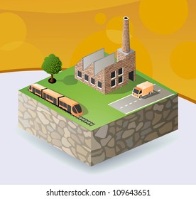 Vector isometric portion of the landscape with factories