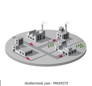 Vector isometric portion of the landscape with factories
