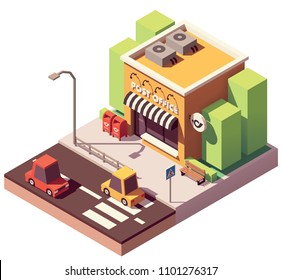 Vector Isometric Post Office Building With Mailboxes