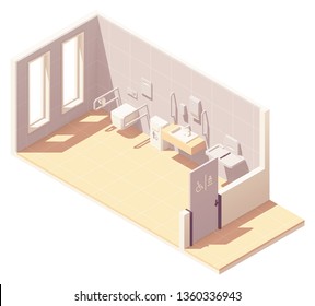 Vector isometric public accessible toilet with baby changing station