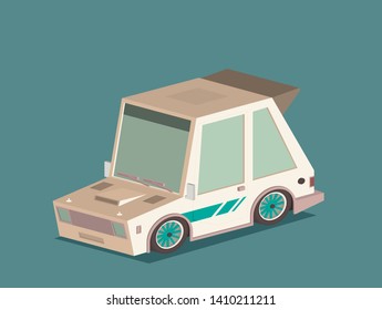 Vector isometric racing car isolated on color background