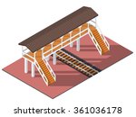 Vector isometric railway overpass. 3d building icon. City map elements