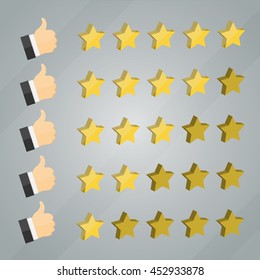 Vector isometric rate stars for internet marketing, website and apps. Business concept of review and feedback. Set of interface rating elements.